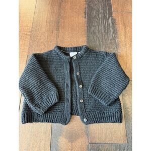 Zara Baby Black Chunky Knit Cardigan Sweater 12-18 Months black Button Front